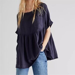 Free People Navy Blouse